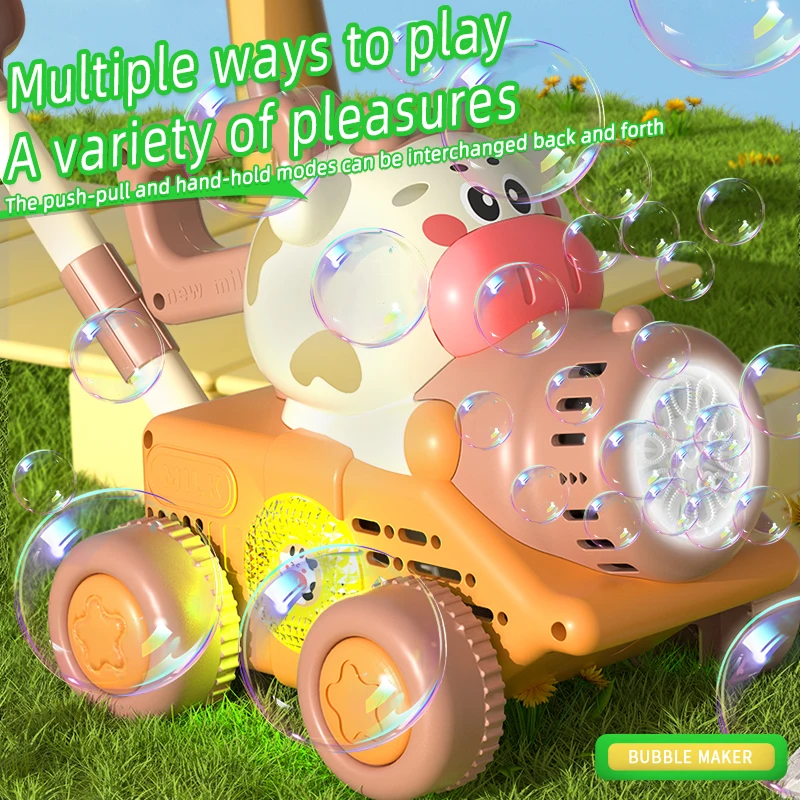 Automatic Bubble Machine Electric Cow Monkey Hand Push Soap Bubble Blower Outdoor Garden Game Toddler Toy Kid Birthday Gift