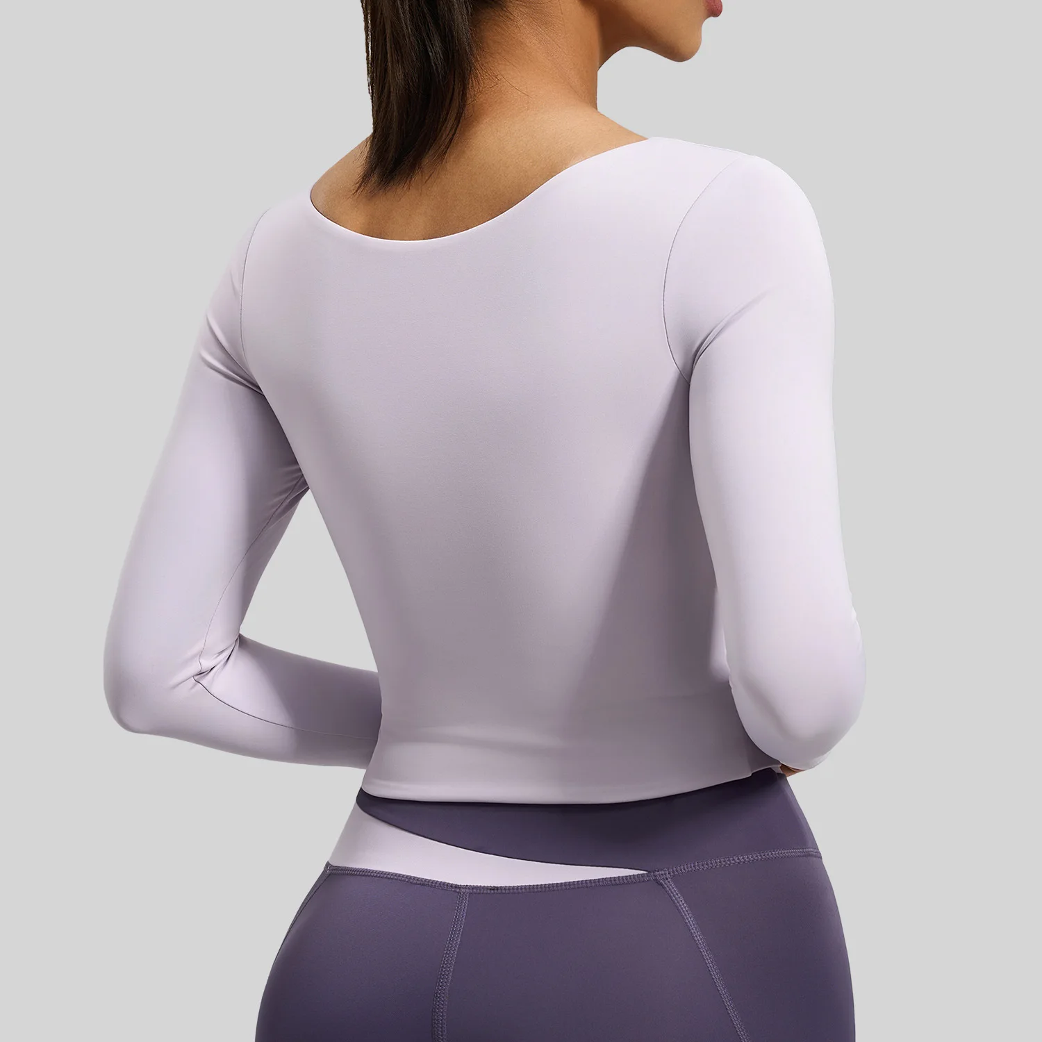 

Viral Peach Color Block Workout Top - Women's Long Sleeve Sensation Yoga Shirt for Running, Gym & Athleisure