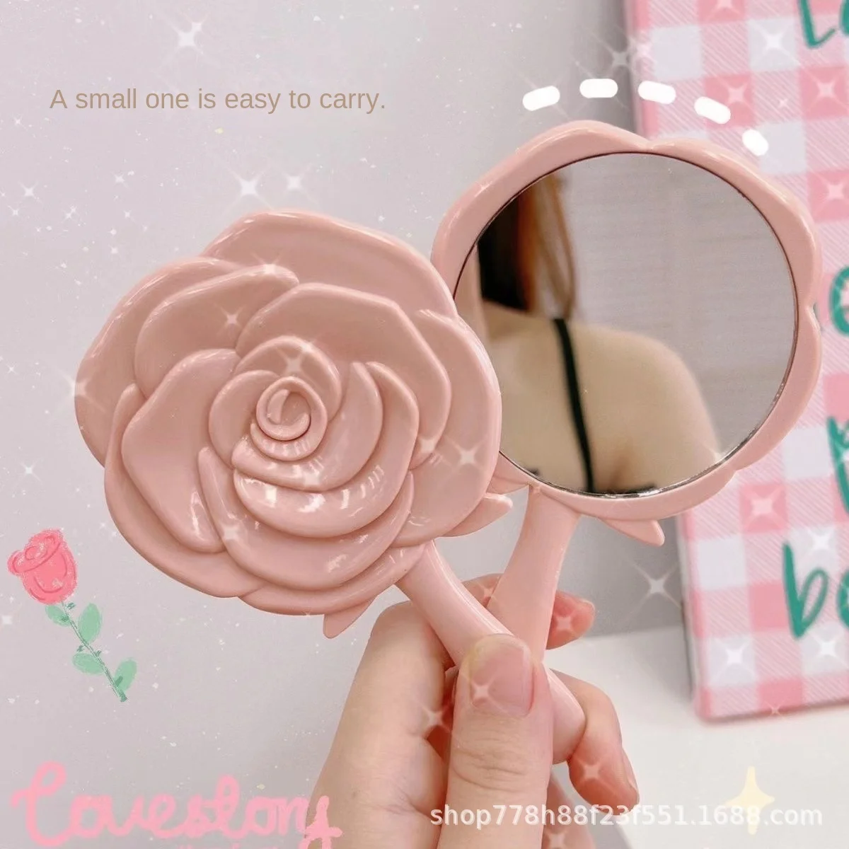 12x24cm compact and cute handheld makeup mirror, portable travel makeup mirror