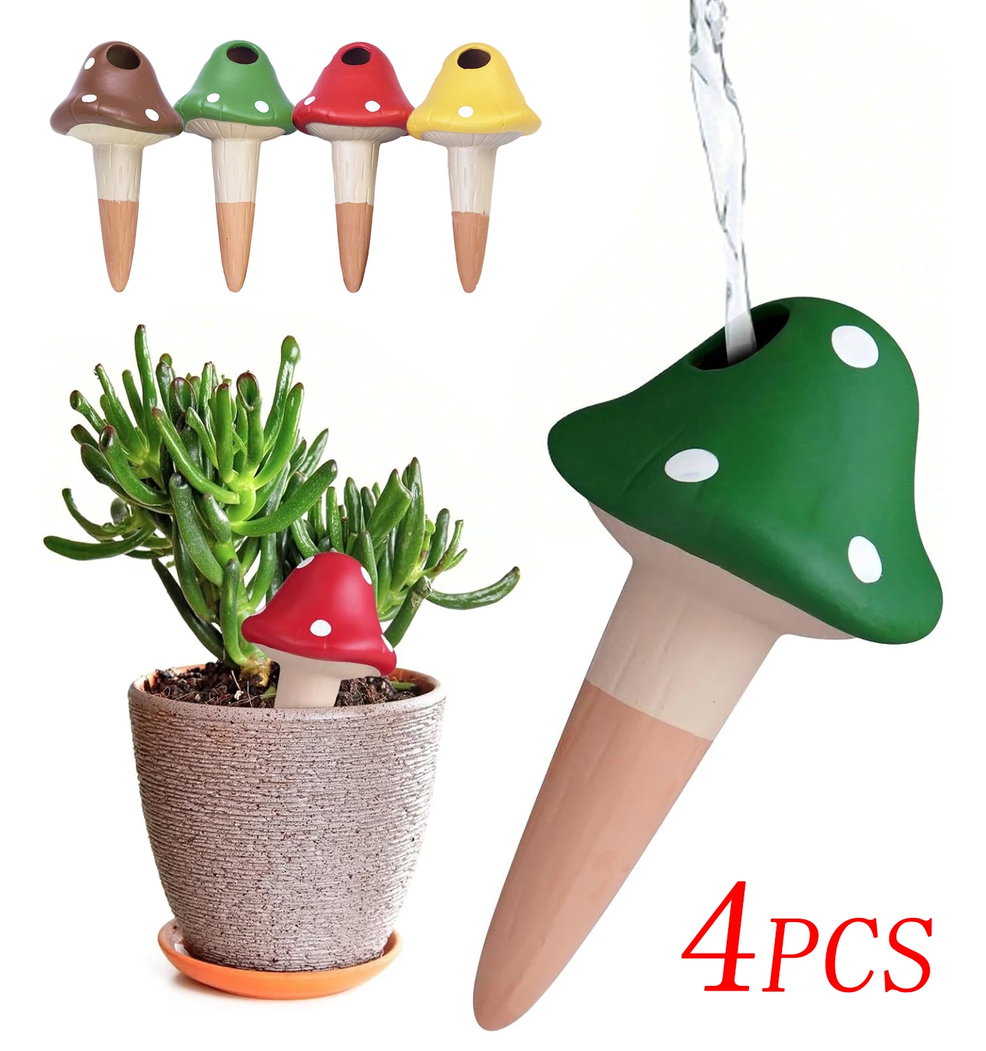 

4Pcs Flower Plants Automatic Drip Irrigation System Auto Watering Mushroom Tip Greenhouse Garden Automatic Potting Waterers