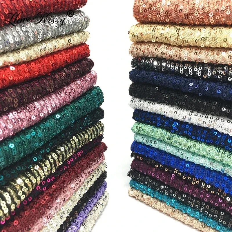 3MM Straight Sequin Fabric Slightly Elastic Mesh Embroidered Sequin Fabric Wedding Dresses Dance Costumes And Tablewear Fabrics