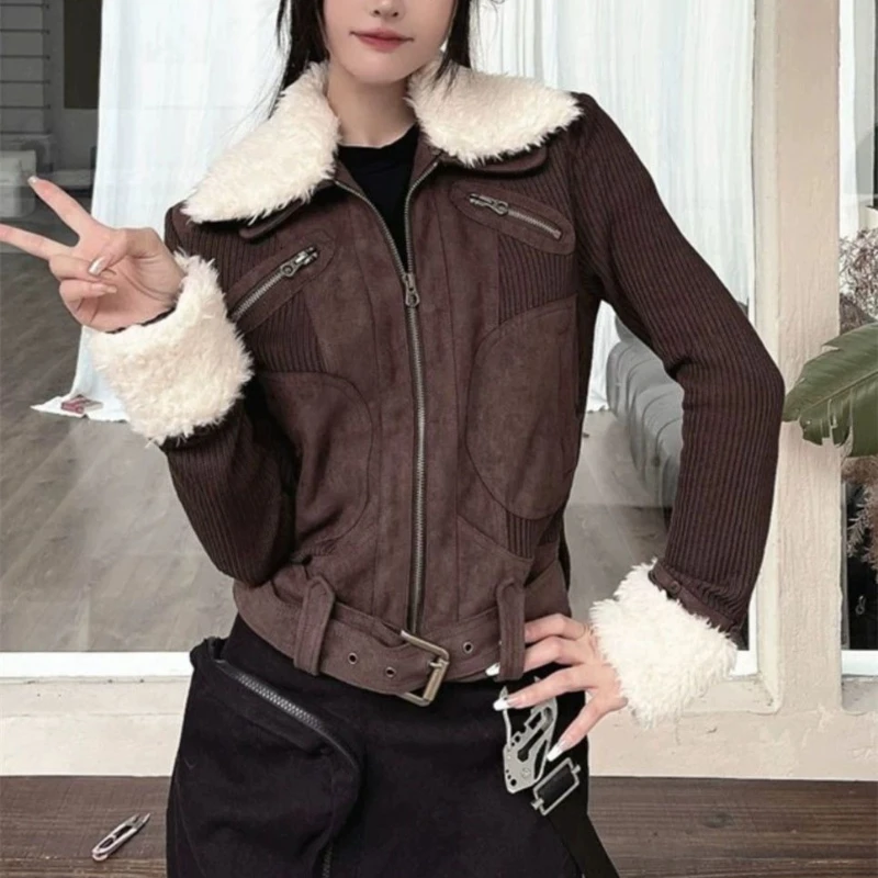 Autumn New Functional Style Detachable Fur Collar Warm Jacket for Women