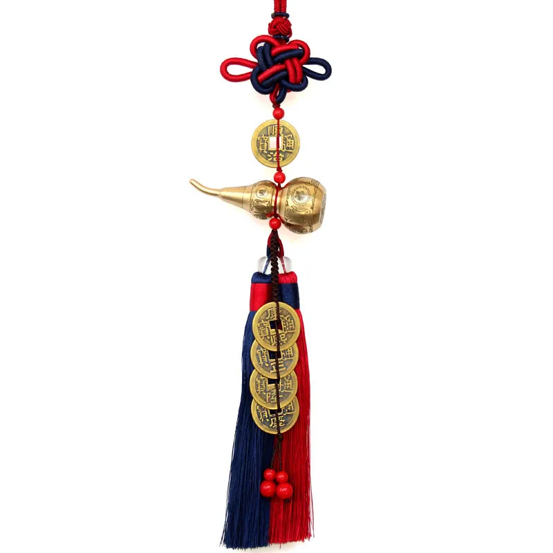 Chinese Knot Feng Shui Decorating Buddhist Six Mantras Wu Lou HuLu Copper Alloy Gourd Amulet Home Decoration Accessories Vintag view 4