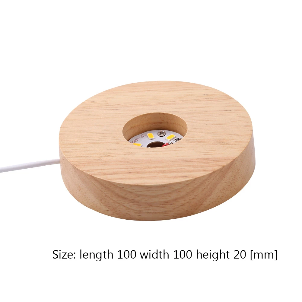 

Crystals Glass Artwork Lights Base Unique Display Wooden Luminous Light USB Socket with Switch Control Lamp Bases