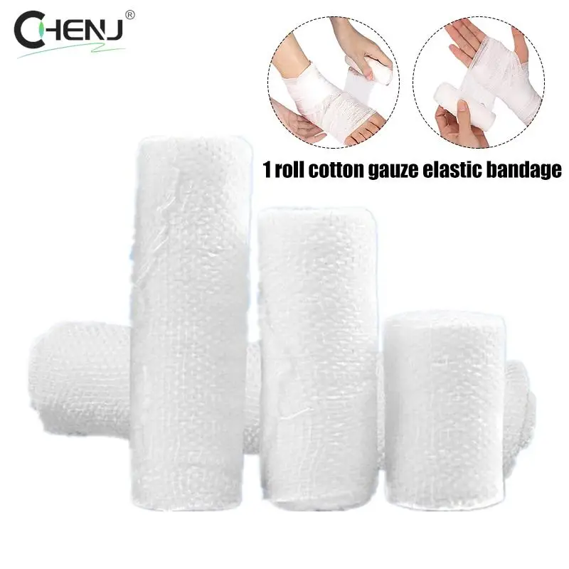 

1 Roll Cotton Gauze Elastic Bandage Disposable First Aid Wound Dressing Tear Resistant Bandage Roll Fixation Absorbent Cotton