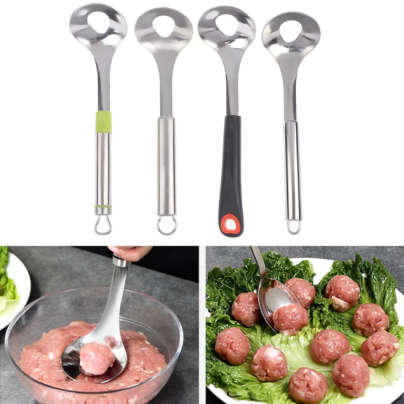 Kitchen Stainless Steel Non-stick Meatballs Spoon Maker Squeezing Kitchen Home Tool Ball Mold Spoon Kitchen Gadget Meat Tools