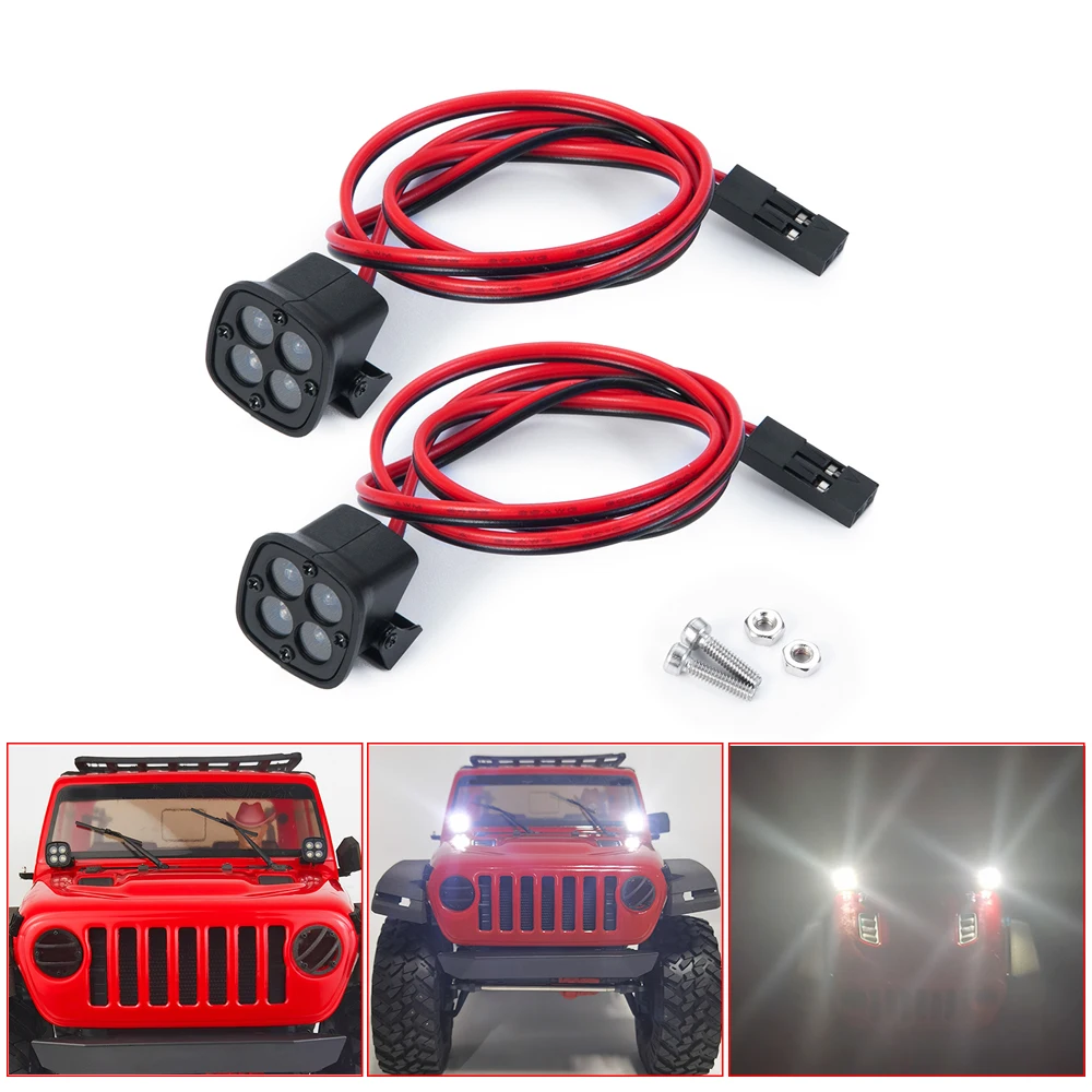 AXSPEED Front Front LED Lights Spotlight Decoration Parts for 1/10 RC Crawler Axial SCX10 90046 TRX4 TRX6 Redcat Gen8