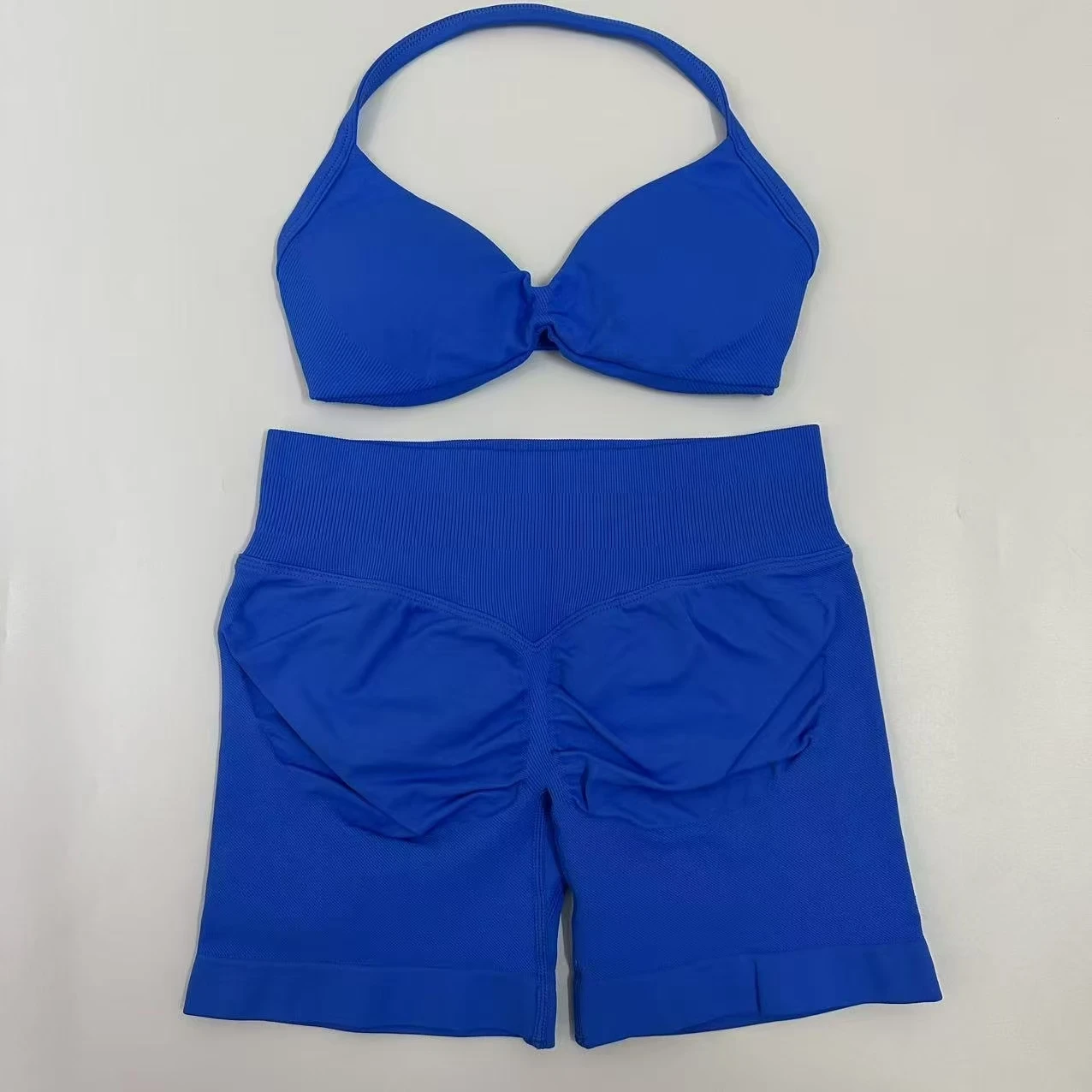 Yoga Seamless Yoga Set Women Workout Clothes Scrunch Shorts Set Halter Sports Bra Fitness Woman Sportswear Sports Suits image 5