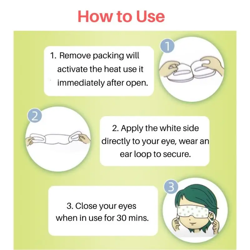 Paquete de 5 Mascarillas de Vapor para Ojos con Lavanda, Manzanilla, Rosa, Artemisia y Melocotón para un Tiempo de Relajación en Cualquier Momento