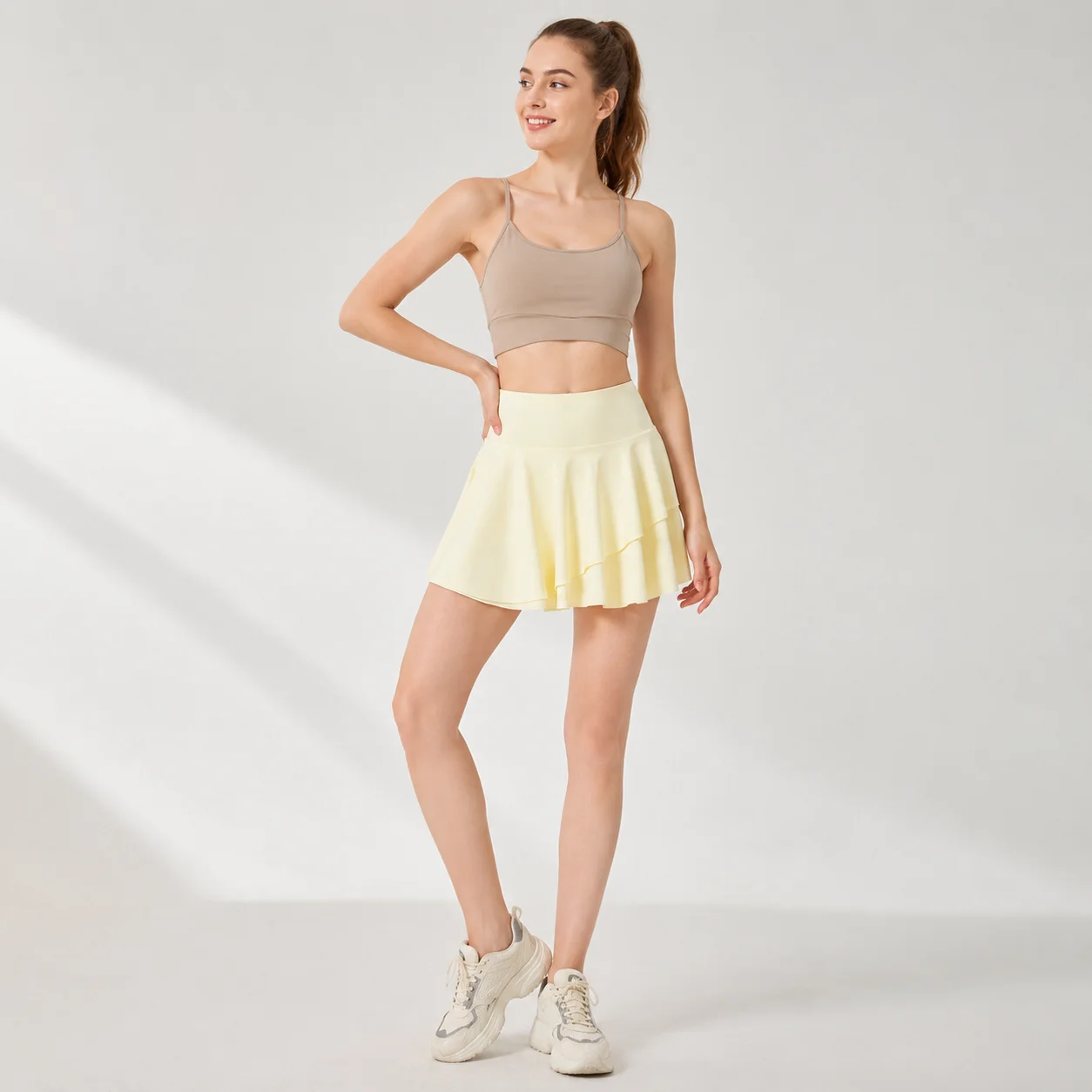 Women’s High Waist Tennis Skirt with Built-in Shorts UPF50+ Quick Dry Cooling Golf Skort Layered Flounce Athletic Mini Skirt
