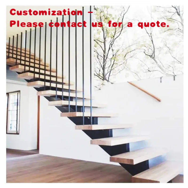 

custom.Elegant Modern Mono Stairs with Solid Oak Treads Handmade Floating Stairs Apartment Kitchen Solid Wood Tread Stair De