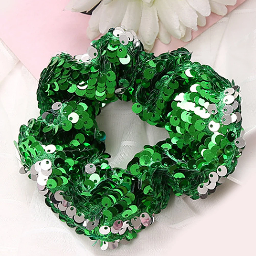 

4Pcs Sequins Rings Fashion Headwear Women Headdress Christmas Ties Hair Accessories Thin Thick Hair Daily Stylish