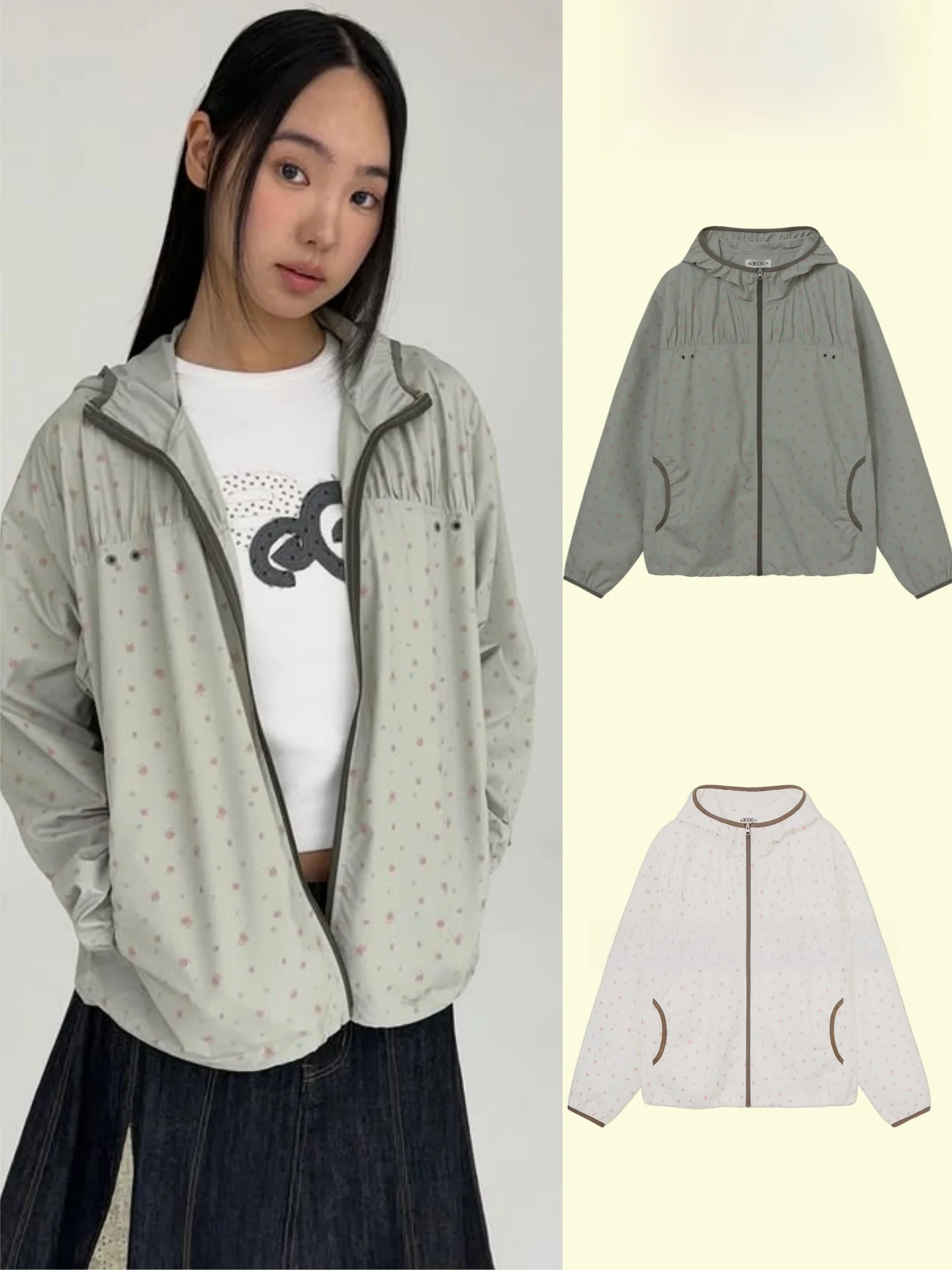 

Women's Floral Print Hooded Lightweight Sun Protection Jacket Spring Summer New Style Casual Fit Standard Sleeve Long Zipper