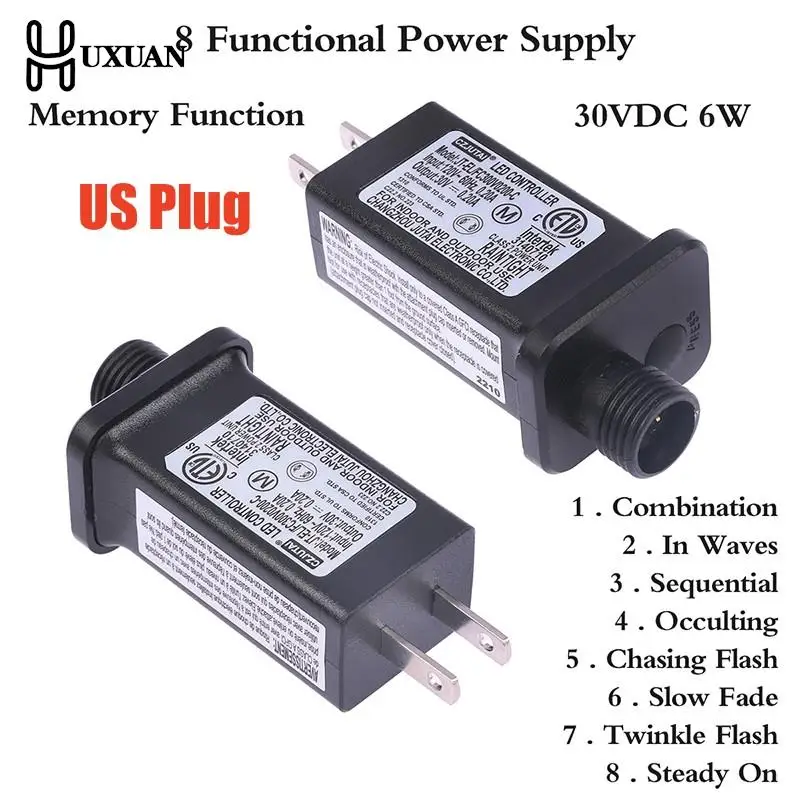AC 120V To 30VDC 6W 8 Functional SELV LED Lamp Driver US Plug Switch Adapter IP44 Waterproof Laser Lighting Europe Power Supply