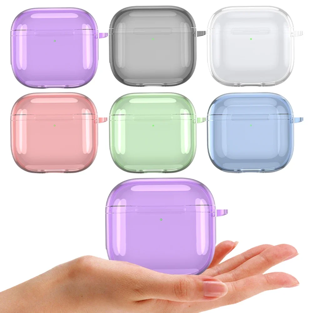 Soft TPU Shockproof Clear Case Cover for Apple AirPods 4 2024 with Carabiner and Anti Fall Protection image 4