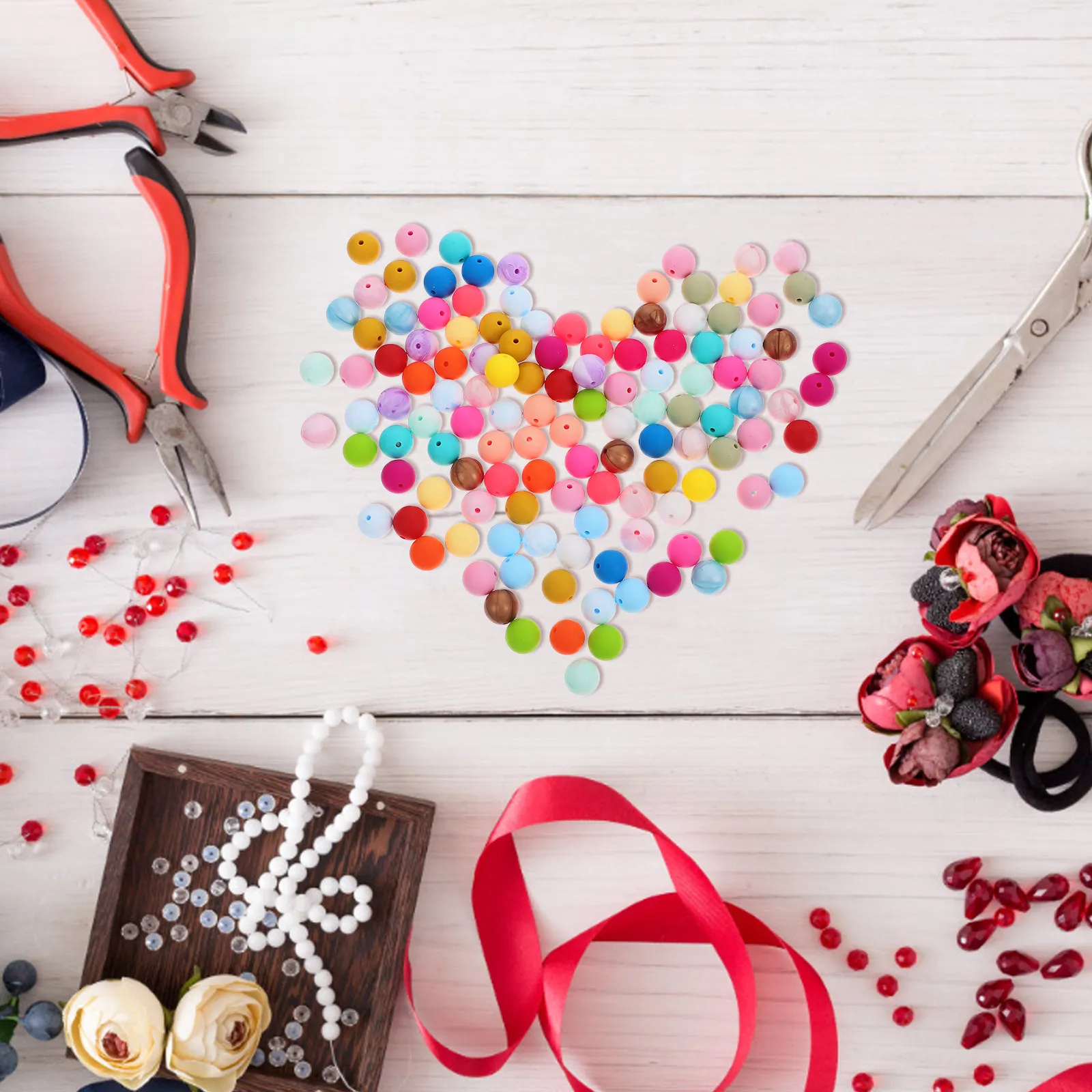 

120Pcs Silicone Beads Round Small Silicone Beads Multicolor for DIY Necklace Bracelet Keychain Making Crafts Jewelry Supplies