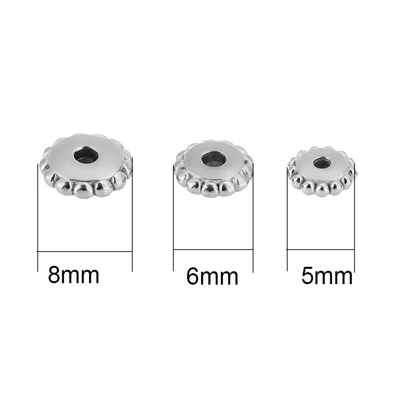 10pcs PVD Never Fade Stainless Steel Necklace Spacer Beads Big Large Hole 5 6 8 mm Bracelet Beads Supplies For Jewelry Making