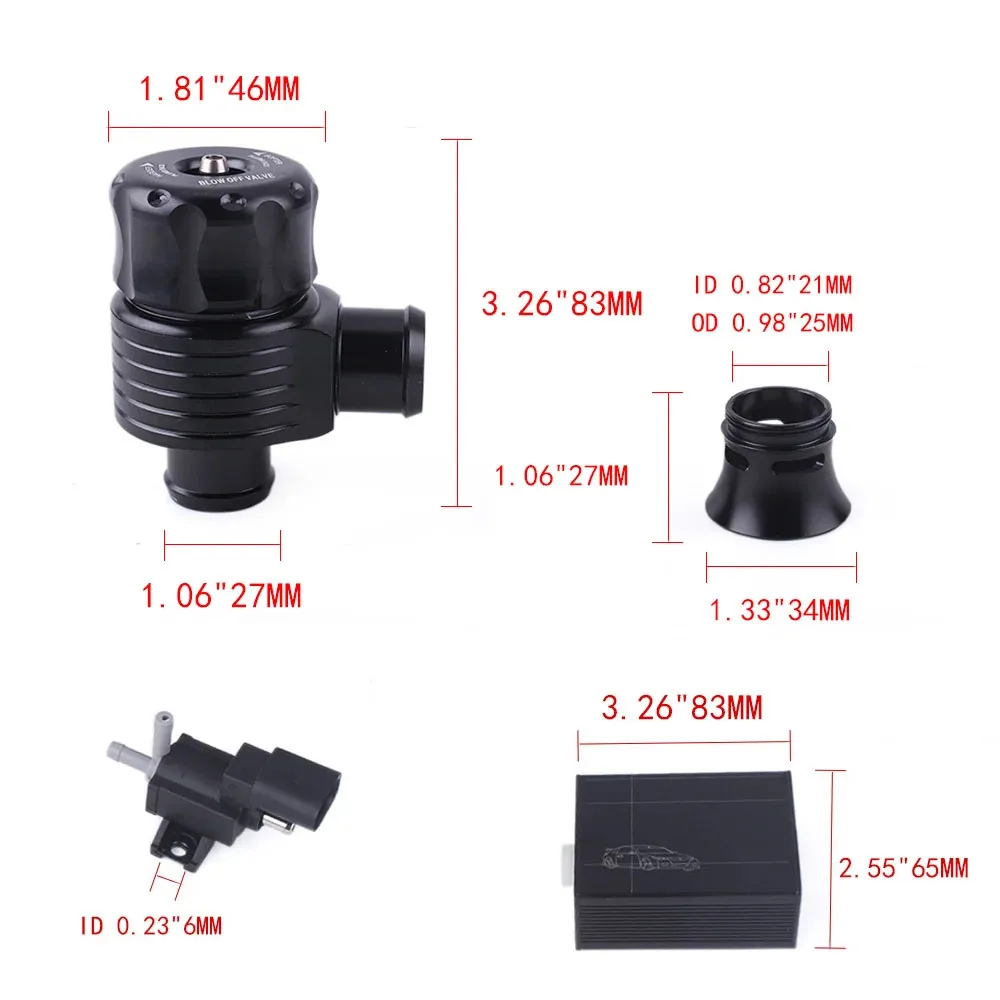 Aluminum Universal Electronic Digitech Turbo Blow Off Valve BOV Dump Valve Kit For Turbocharged Cars