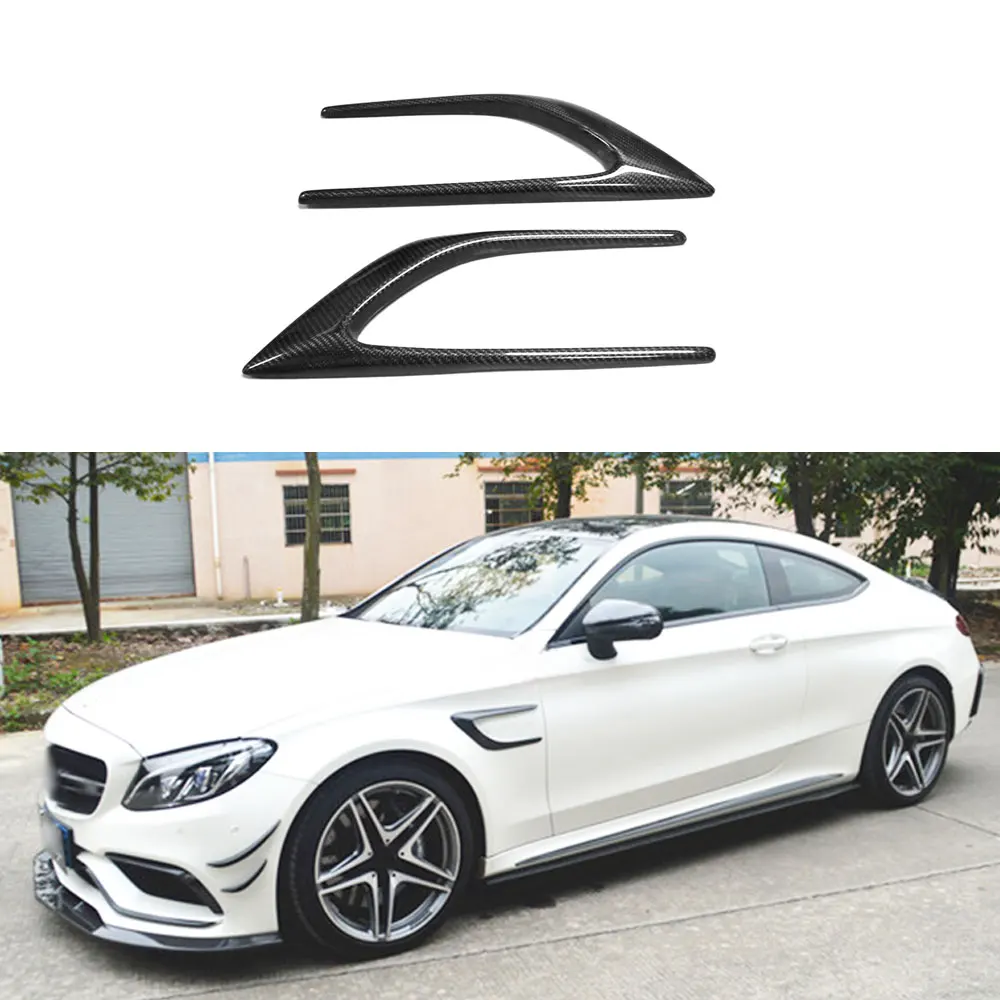 Carbon Fiber Side Bumper Trims Fender Vents For Mercedes Benz C Class W205 C200 C260 C300 C63 AMG Coupe 2 Door 2015-2017