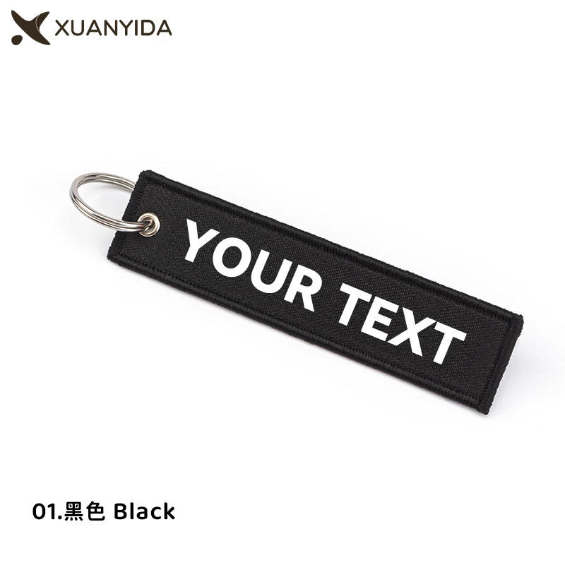 Custom Embroidered Keychain Customized Text Logo Name Fabric Key Chain Personalized Embroidered Keychain For Car Key Bag Pendant