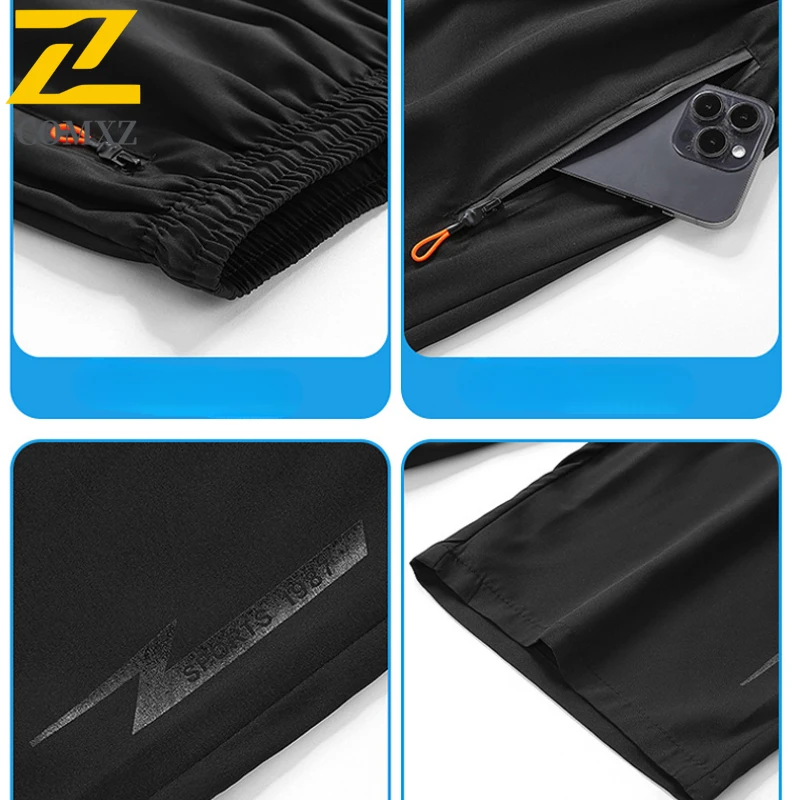 Summer Sports Shorts Men's Casual Nylon Ice Silk Stretch 3/4 Short Capris Pants Jogger Man Gym Training Quick Dry Bermuda Shorts