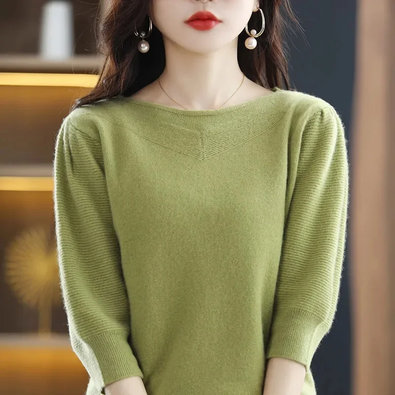 Autumn New 2023 Knitted Sweater Women Pullover Office Lady Jumper Sweater Slim Solid Sweaters Casual Tops Female Pull