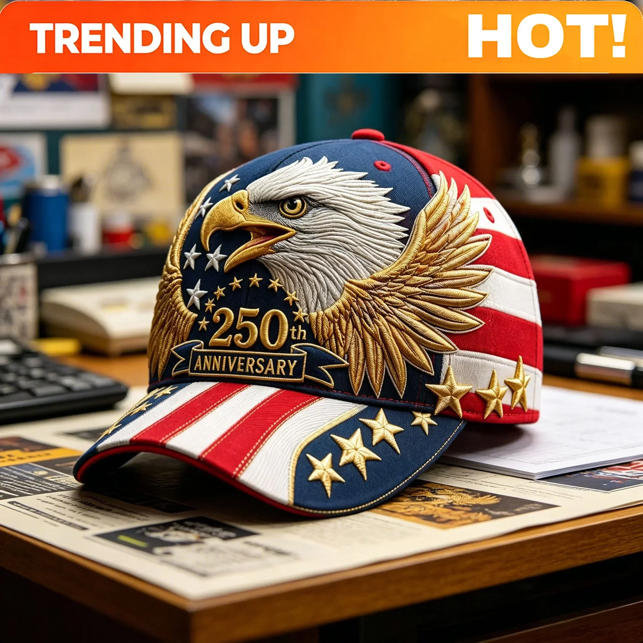Customization Red White Blue Retro Eagle Baseball Cap Suitable For 250th Anniversary Commemorative Gift, Adjustable Hat With Eag