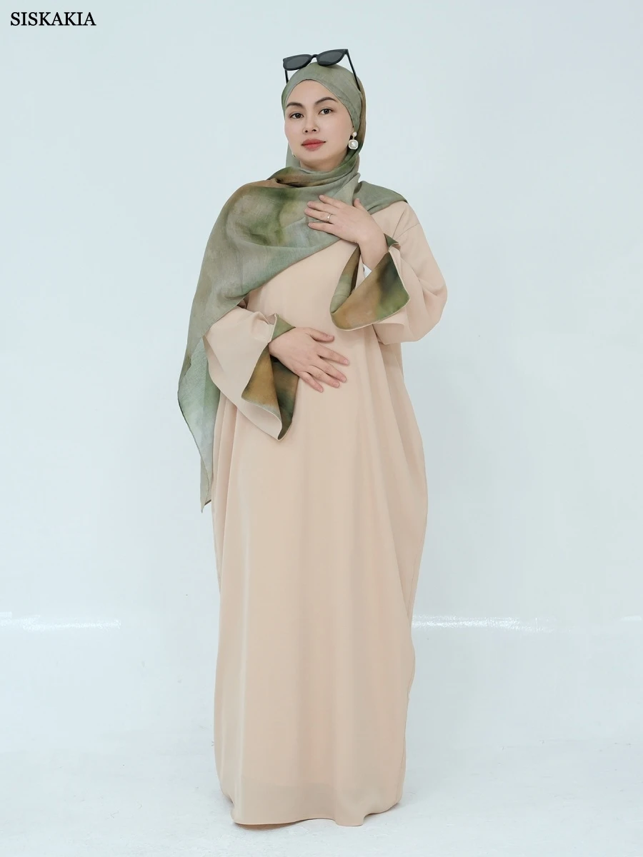 Siskakia Muslim Elegant Women’s Dress Hijab Floral Print included Dubai Split Sleeve Abayas Moroccan Caftan Woman