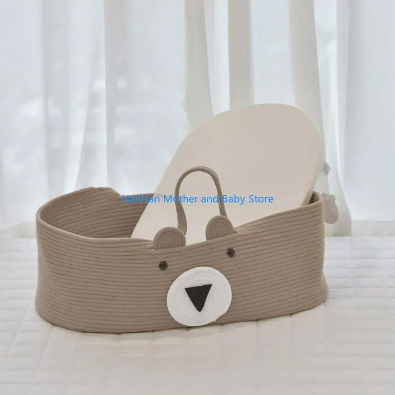 سلة موسى المصنوعة من حبل قطني قابلة للحمل لتغيير الطاولة لخزانة الملابس مقاس 70 سم/28 بوصة #5