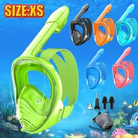 Máscara de snorkel de cara completa para niños, máscara de buceo con soporte de cámara desmontable, vista amplia, antiniebla, antifugas, snorkel, natación para niños