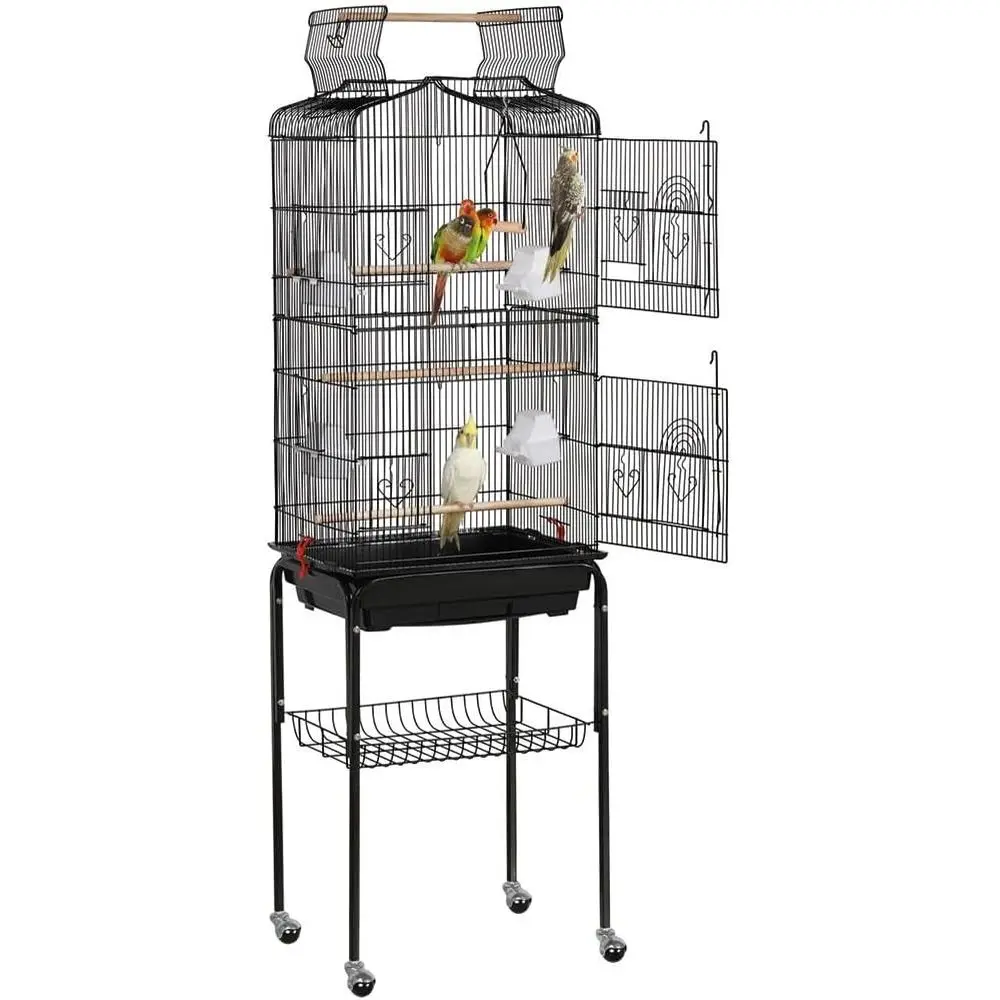 

64-inch Large Playtop Bird Cage with Rolling Stand - Ideal for Medium to Small Birds, Parrots, Lovebirds, Canaries, and More