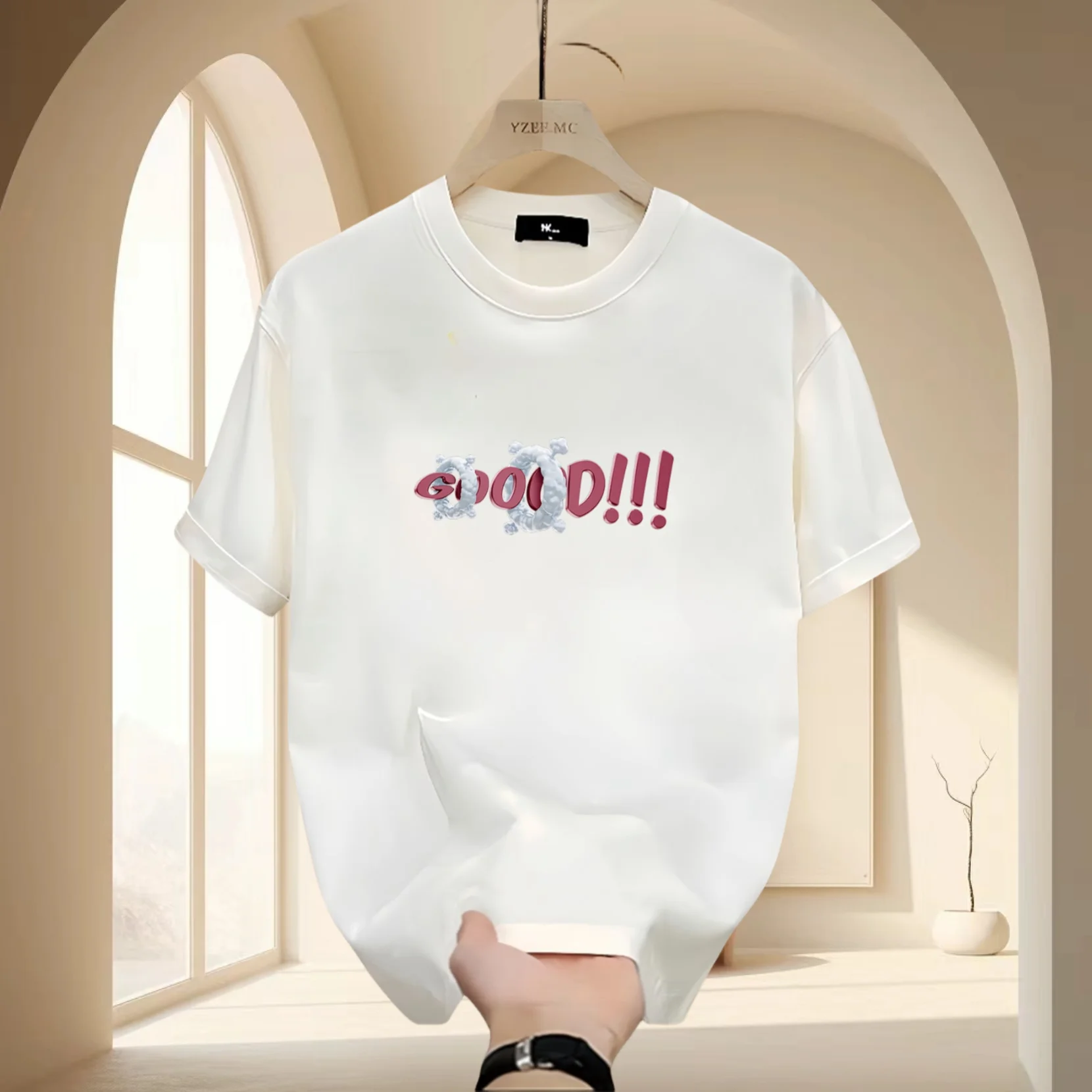 

Лето 2025: Новая хлопковая футболка с принтом и надписью, мужская, свободного кроя, с коротким рукавом, круглым вырезом, повседневный топ, молодежная мода