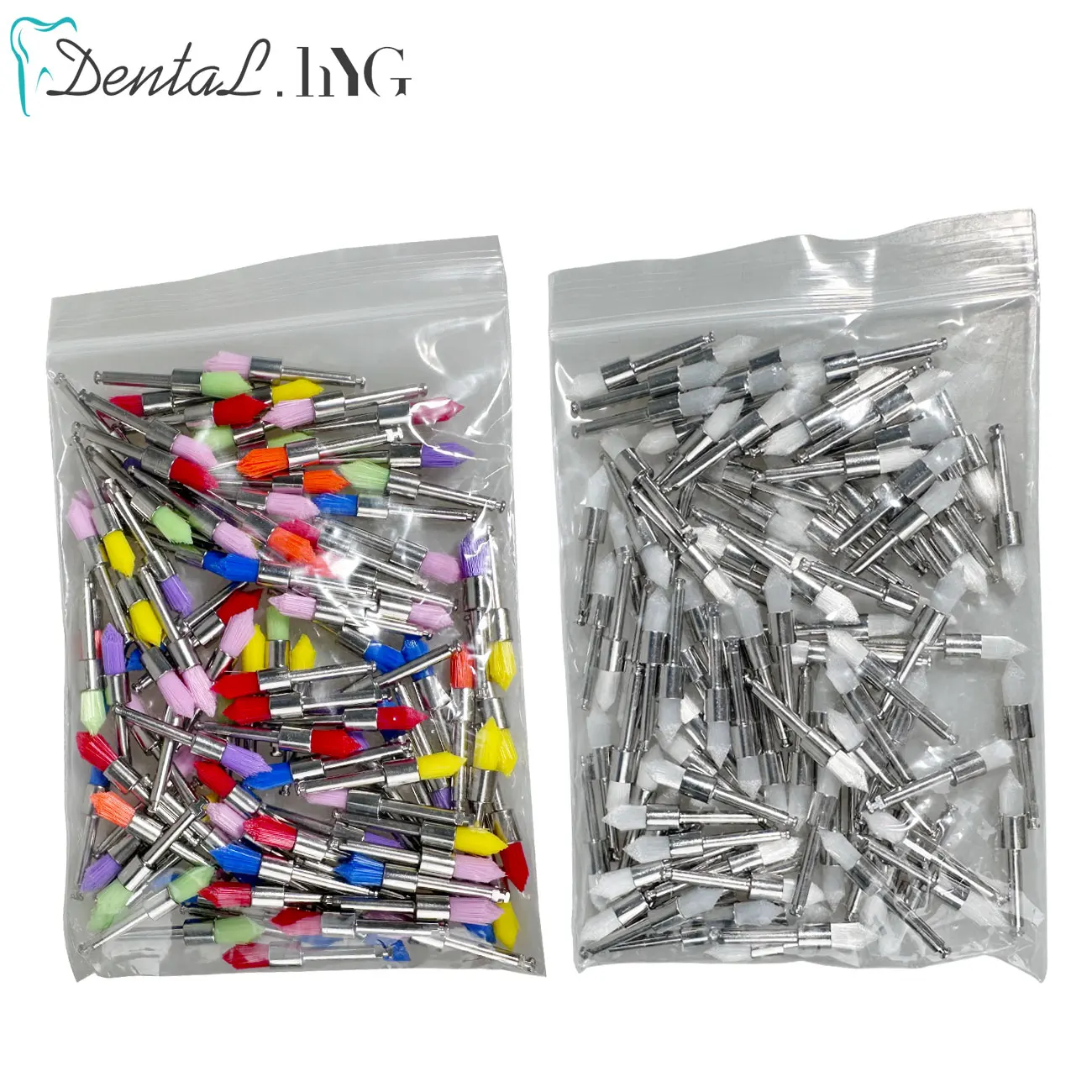 

100pcs Dental Prophy Brushes Polishing Polisher Disposable Latch type Mixed color Sharp Used for stain removal and polish