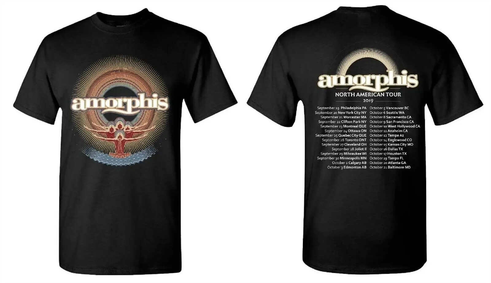 AMORPHIS cd lgo North American 2019 Tour SUN LOGO Official SHIRT 2XL New OOP