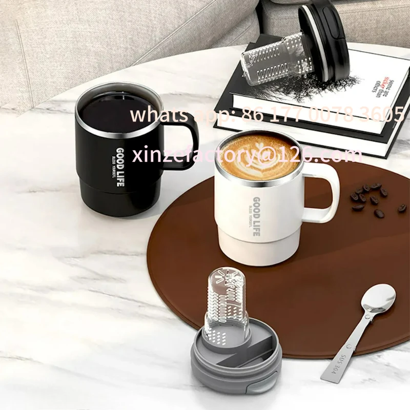 Caneca de café personalizável 550ml, copo térmico de aço inoxidável 304 com filtro de chá e tampa, copo de chá, garrafa de água para presentes, aparelho para bebidas