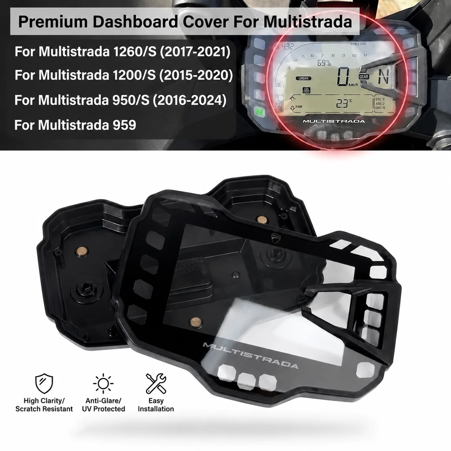  Dashboard Speedometer Instrument Cover Guard for Ducati Multistrada 950S 959 1200S 1260S Cluster Protector Motorcycle Parts ﻿