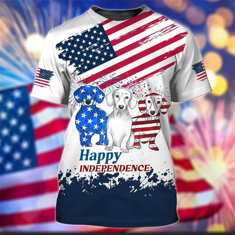 

3D Eagle Flag Printed T-shirt with US Emblem Men's T-shirt Independence Day Women's Clothing Large Top