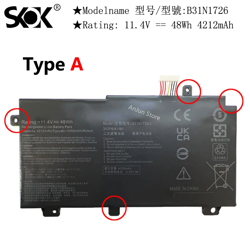 Imagem -02 - Bateria para Asus Fx80 Fx86 Tuf Fx504 Fx504g Fx504gd Fx504ge Fx504gm Fx505 Fx505dt dv du A15 Fa506iu A17 Série Fa706ii