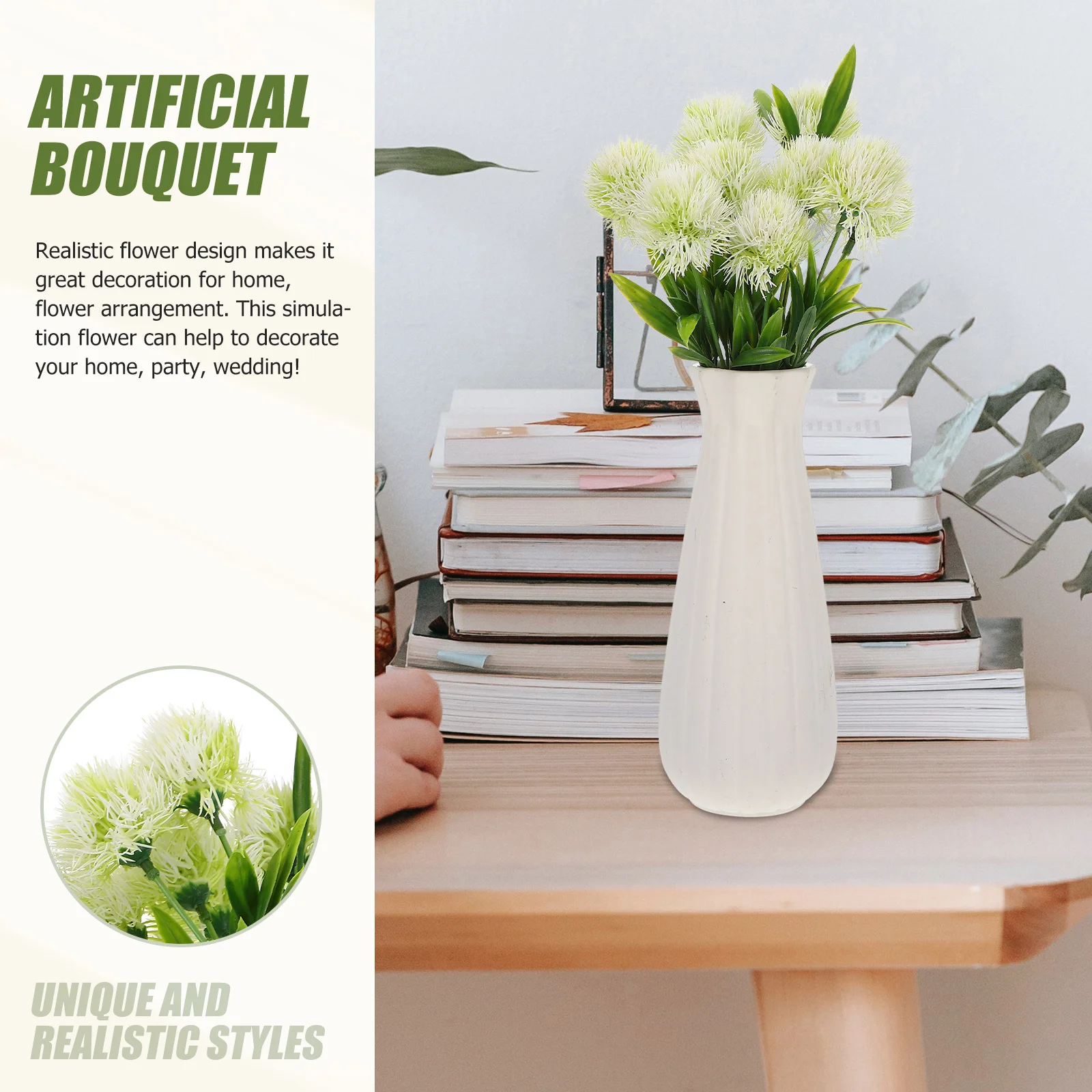 

10Pcs Faux Dandelions Artificial Realistic Flowers Simulation Floral Decoration for Wedding Home Party Long-Lasting