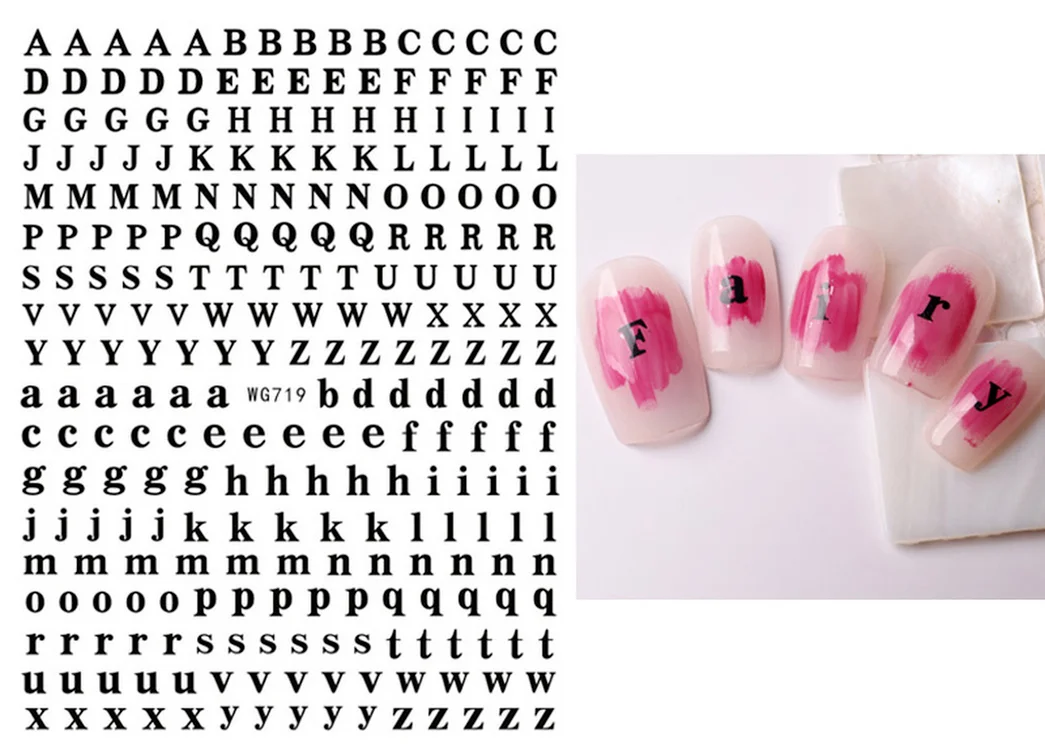 Press on Nails Art Letter Stickers Roman 26 English Alphabet Number Nails Accessories Art Decorations Sticker Aesthetic