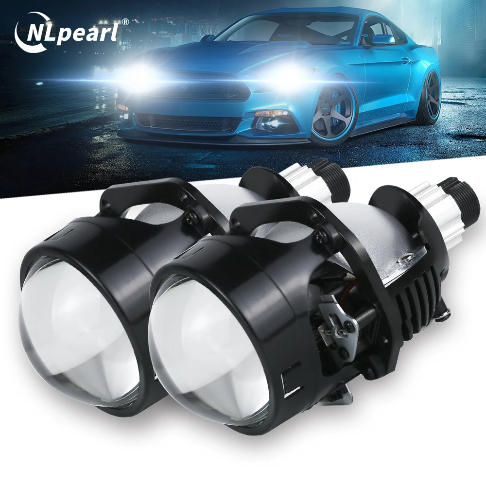 NLpearl 120W 2.5 Inch Bi Led Projector Lens Led Light for H4 H7 9005 9006 Car Car Upgrade Hi/Low Beam Retrofit Kits Turbo Fan