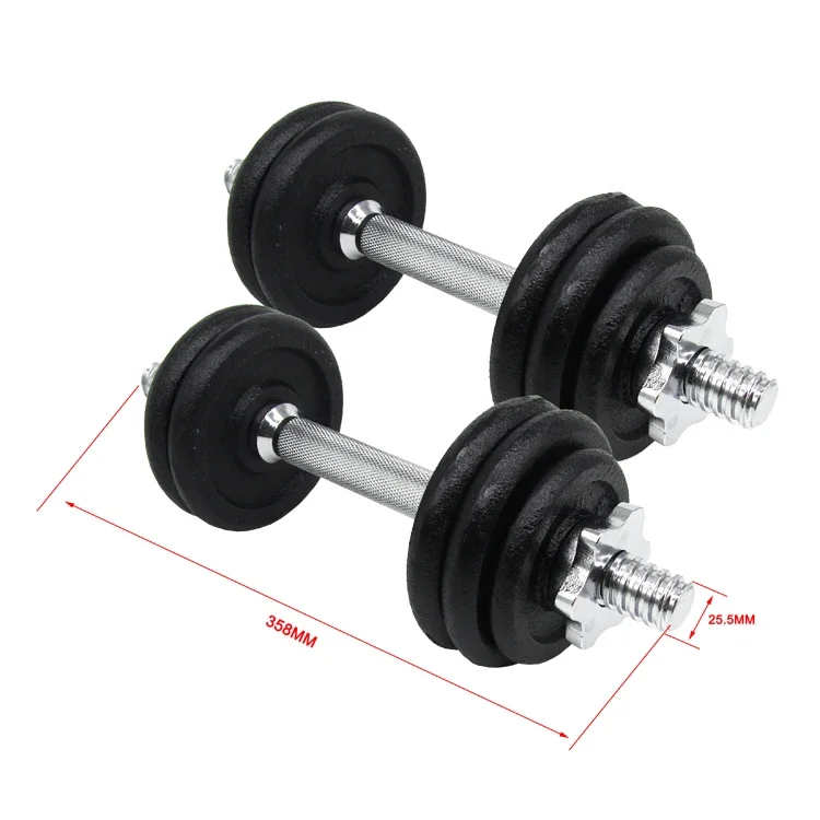 Adjustable black painted 50kg custom dumbbell and barbell set  weights  fitness   kettlebell  gym equipment