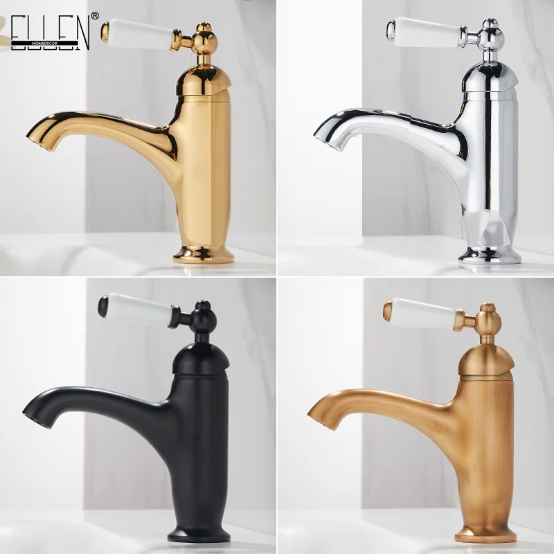 

Antique Faucet Hot and Cold Water Chrome Gold Sink Faucet Black Bathroom Vintage Basin Sink Mixer EL7171