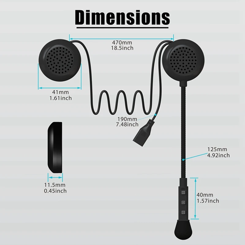 Bluetooth 5.2 Motorcycle Helmet Headset Wireless Earphone Handsfree Call Kit Stereo For MP3 Music Player Replacement Parts