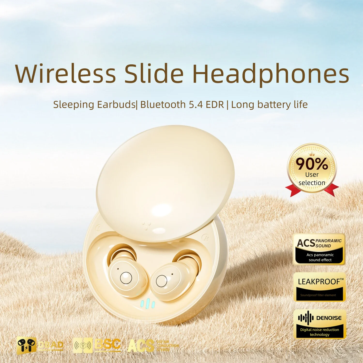 

Bluetooth 5.4 Invisible Wireless Earphone Mini in Ear Call Noise Reduction Charging Headset For Side Sleeping Home IPX5 Sports