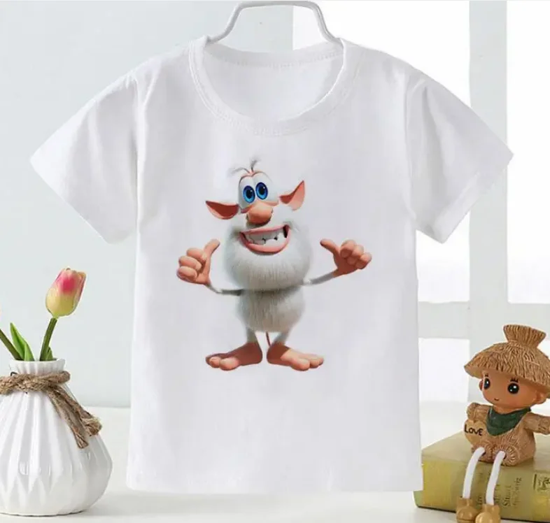 Camiseta con patrón de ropa de bebé bonita de dibujos animados, camiseta blanca suave para niños y niñas, camiseta de moda de verano para niños pequeños, camiseta de nuevo estilo para niños