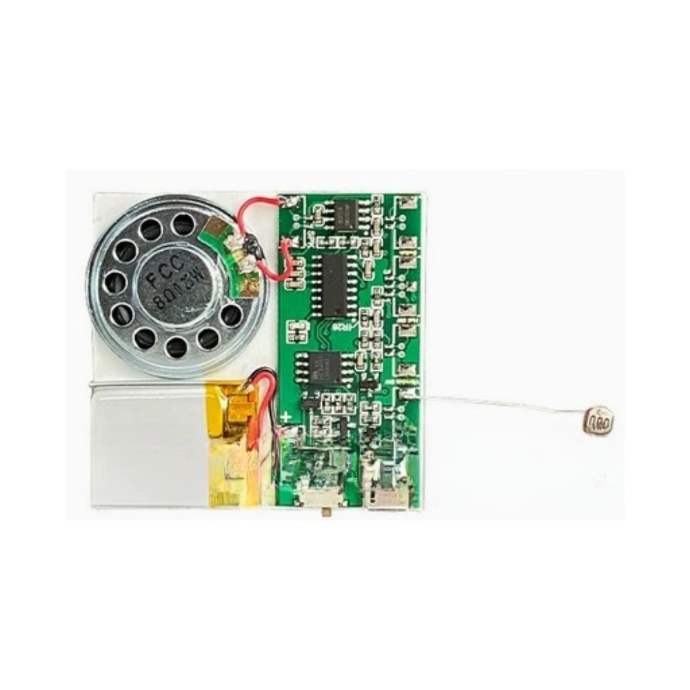 Voice Module MP3 Sound Effect Chip 8MB Audio Recorder for DIY Crafts with Button Light Magnetic Trigger Support