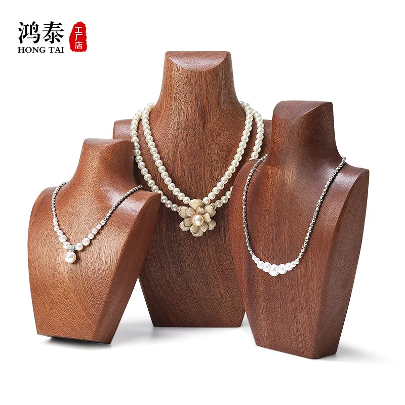 

Hongtai necklace display stand solid wood portrait neck model stand jewelry store window jewelry stand jewelry display props