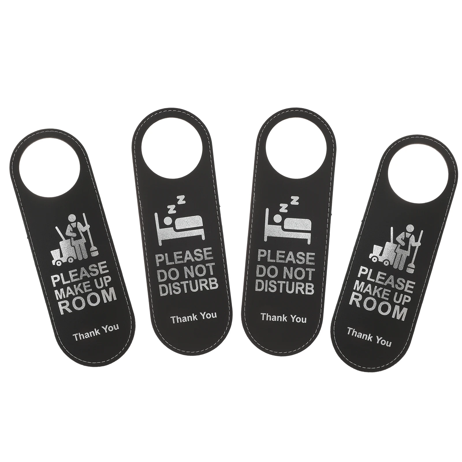 

4pcs Door Hanger Black Double Side Not Disturb Make Up Room Hotel Tag Clear Printing Excellent Craftsmanship Portable