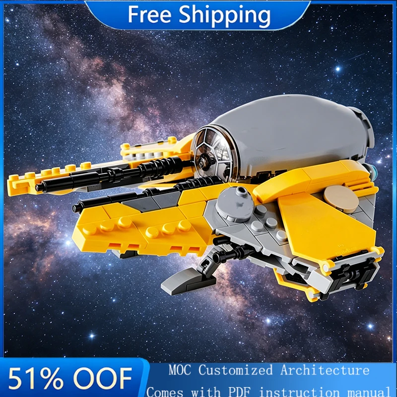

New 360 PCS MOC Star Battle Yellow Interstellar Interceptor Model Building Block Bricks Creative Assembly Educational Toys Gifts
